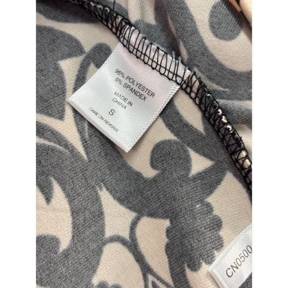 New York & Company Stretch Top S Black & Beige Long Sleeve Polyester/Spandex - Picture 3 of 6